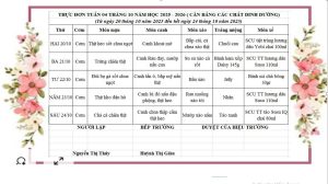 Thực đơn tuần 04 tháng 10